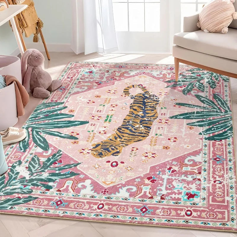 Bengal Tiger Rugs Boho Vintage Tropical Jungle Area Rugs Carpet for Bedroom Kitchen Dining Living Room Entry Entrance Floor Rug