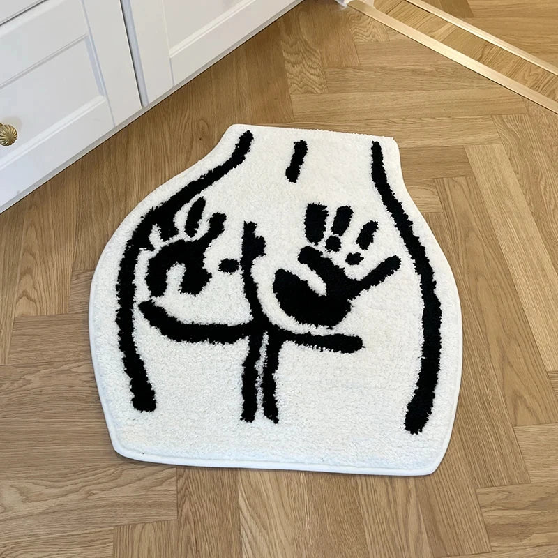 Small Ass Butt Soft Tufted Rug Thickened Flocking Mat for Bathroom Non-slip Absorb Water Plush Handmade floormat Toilet Carpet