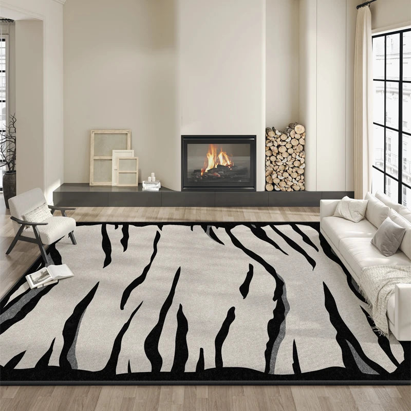 Light Luxury Living Room Decoration Striped Carpet Thicken Study Rug Home Cloakroom Anti-slip Mat Modern Style Rugs for Bedroom