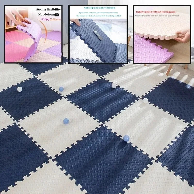 4PCS 30*30cm Sports Gym Mat Protection EVA Leaf Grain Floor Mats Yoga Fitness Non-Slip Splicing Rugs Thicken Shock Room Workout