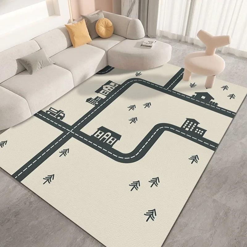 Large Carpet Dirt-resistant Easy To Maintain Cartoon Traffic Early Education Crawling Mat Wear-resistant Anti Slip Flannel Rug