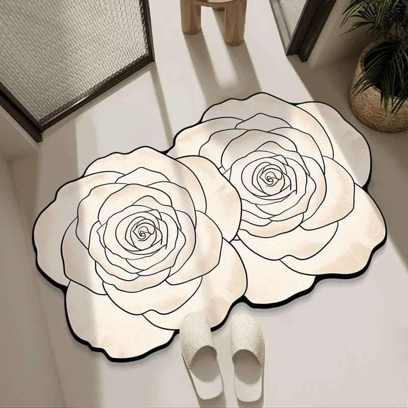 Light Luxury French Carpet Bathroom Floor Mat Toilet Sink Door Anti-slip Mat Dirty and Absorbent Foot Mat Diatom Mud