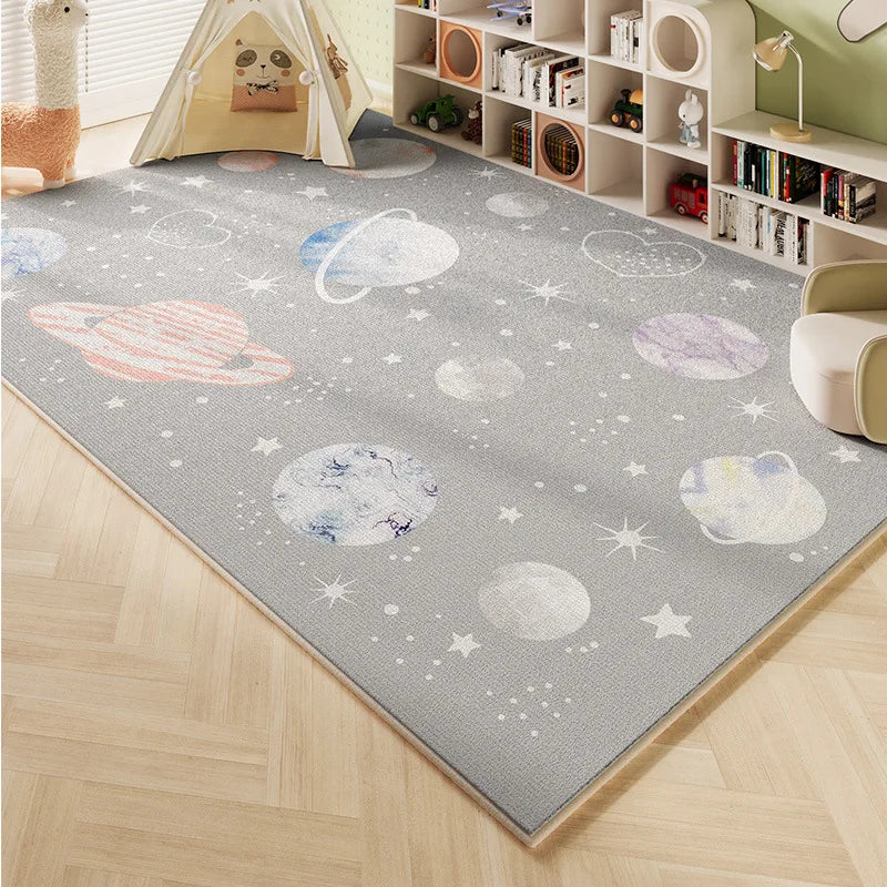 rystal Pile Carpet Room Bedroom Cartoon World Map Underwater World Space Rug Washable Non-slip Carpet Children's Playmat
