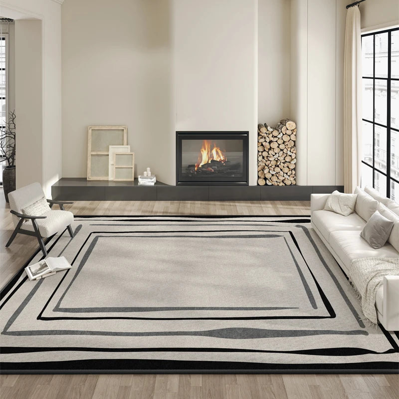 Light Luxury Living Room Decoration Striped Carpet Thicken Study Rug Home Cloakroom Anti-slip Mat Modern Style Rugs for Bedroom