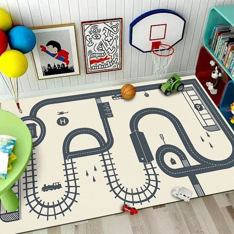Large Carpet Dirt-resistant Easy To Maintain Cartoon Traffic Early Education Crawling Mat Wear-resistant Anti Slip Flannel Rug