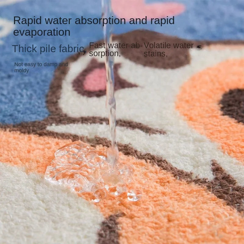 Cartoon Panda Bathroom Door Carpet Absorbent Non-Slip Mat Bedroom Imitation Cashmere Carpet Home Decoration