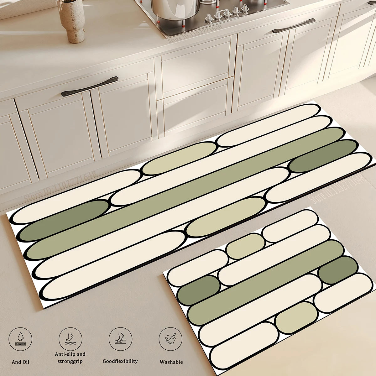 Thick Anti-Fatigue Floor Rug Absorbent Grid Non-Slip Kitchen Entrance Bathroom Doormat Mat Large Long Washable Floor Carpet