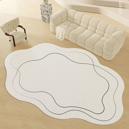 Minimalist Large area Carpet Solid Color White Special-shaped Design Bedroom Living Room IG Decorative Rug Cloakroom Floor Mats