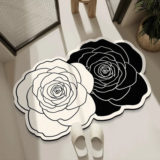 Light Luxury French Carpet Bathroom Floor Mat Toilet Sink Door Anti-slip Mat Dirty and Absorbent Foot Mat Diatom Mud