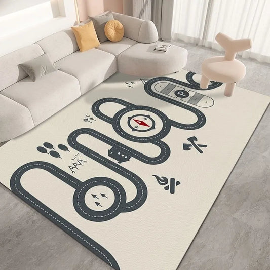 Large Carpet Dirt-resistant Easy To Maintain Cartoon Traffic Early Education Crawling Mat Wear-resistant Anti Slip Flannel Rug