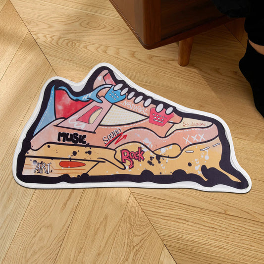 Yellow Basketball Shoes Shaped Area Rug Irregular Funky Sneakers Rug for Living Room Bedroom Fluffy Bathroom Carpet Floor Mat