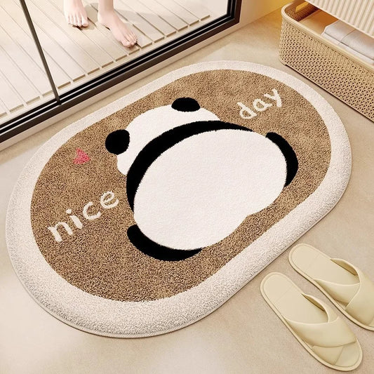 Cartoon Panda Bathroom Door Carpet Absorbent Non-Slip Mat Bedroom Imitation Cashmere Carpet Home Decoration