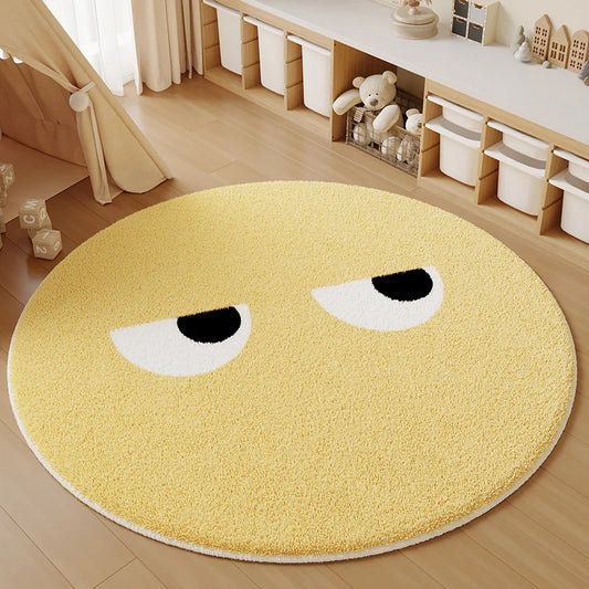 Cartoon Style Carpets for Living Room Home Fluffy Soft Rug Cute Round Bedroom Decor Solid Color Carpet Thick Anti-slip Study Mat